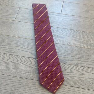 Men's Burberry Elegant Burgundy & Gold Striped Silk Tie - Like New